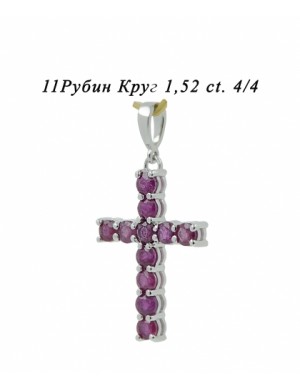 Подвеска Крест из белого золота с рубинами 04234-3,0_00690